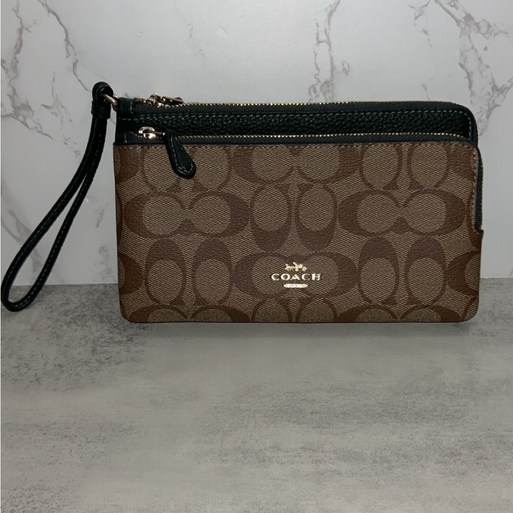 Coach Signature PVC Double Zip Wallet